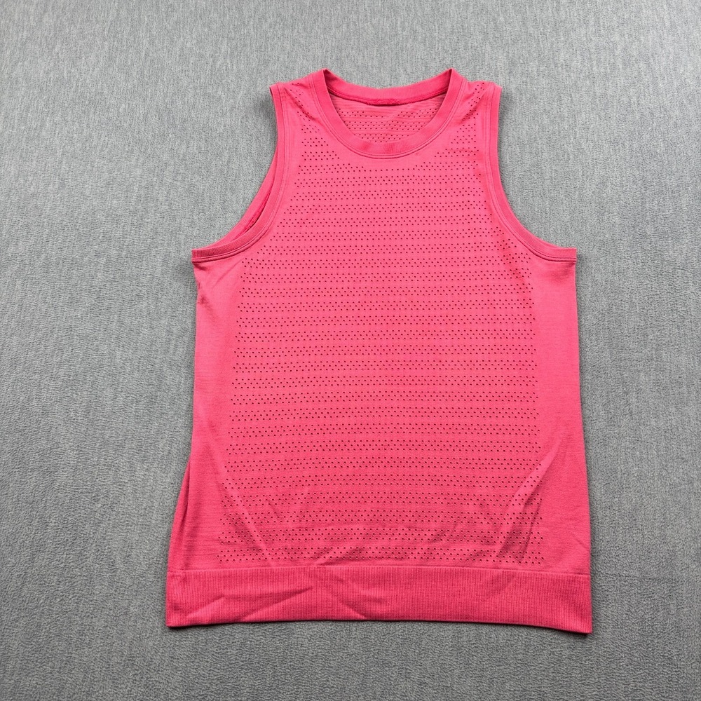 Lululemon Tank Top Womens 8 Pink Seamless Perforated Muscle Tee Workout Gym Yoga
